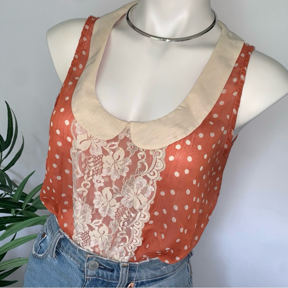 L A C E :: Whimsical Peter Pan Polka Dot Lace Top - image 1